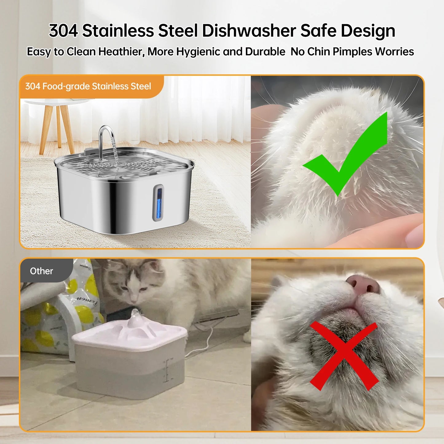 AquaFlow Stainless Steel Pet Water Fountain – Silent Hydration for Cats & Dogs
