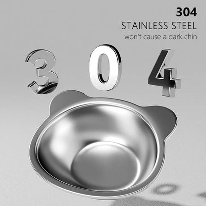 Elevated Stainless Steel Cat Bowl with Slanted Neck Guard