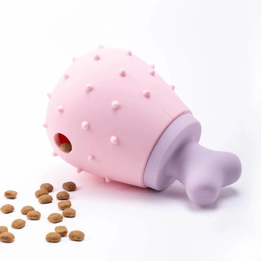 Interactive Slow-Feeder Puzzle Toy – Bite-Resistant Silicone Chicken Leg Dental Toy