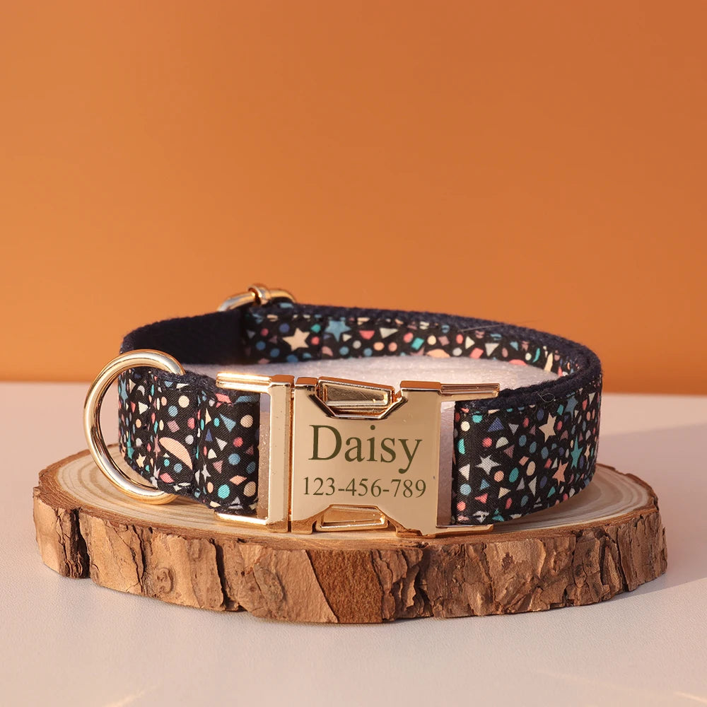 Personalized Dog Collar & Leash Set – Luxury Padded Nylon Walking Essentials with Custom Nameplate