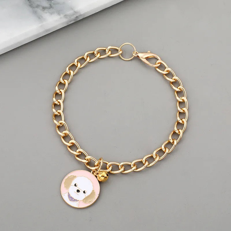 PawChic Gold-Tone Chain Collar – Fashionable Pendant with Bells for Puppies and Cats