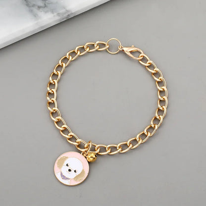 PawChic Gold-Tone Chain Collar – Fashionable Pendant with Bells for Puppies and Cats
