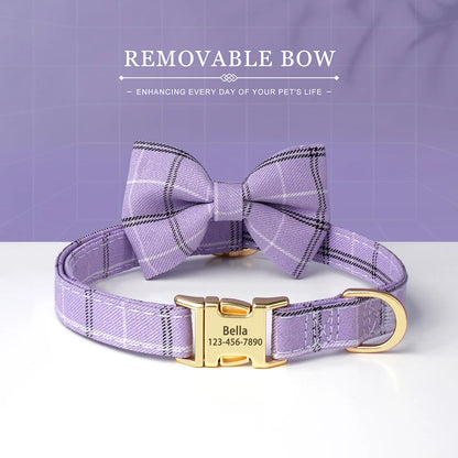 BowtieCharm Personalized Dog & Cat Collar – Custom Engraved Nameplate for Small and Toy Breeds