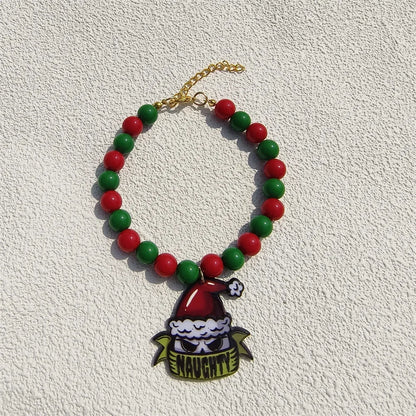 JollyJingle Xmas Beaded Pet Necklace – Festive Holiday Charm Collar