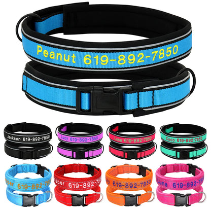 GuardGlow Personalized Embroidered Reflective Dog Collar – Premium Padded Night Safety for All Breeds