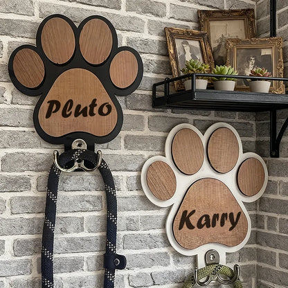 PawCharm Custom Wooden Leash & Collar Holder – Wall Mount Organizer