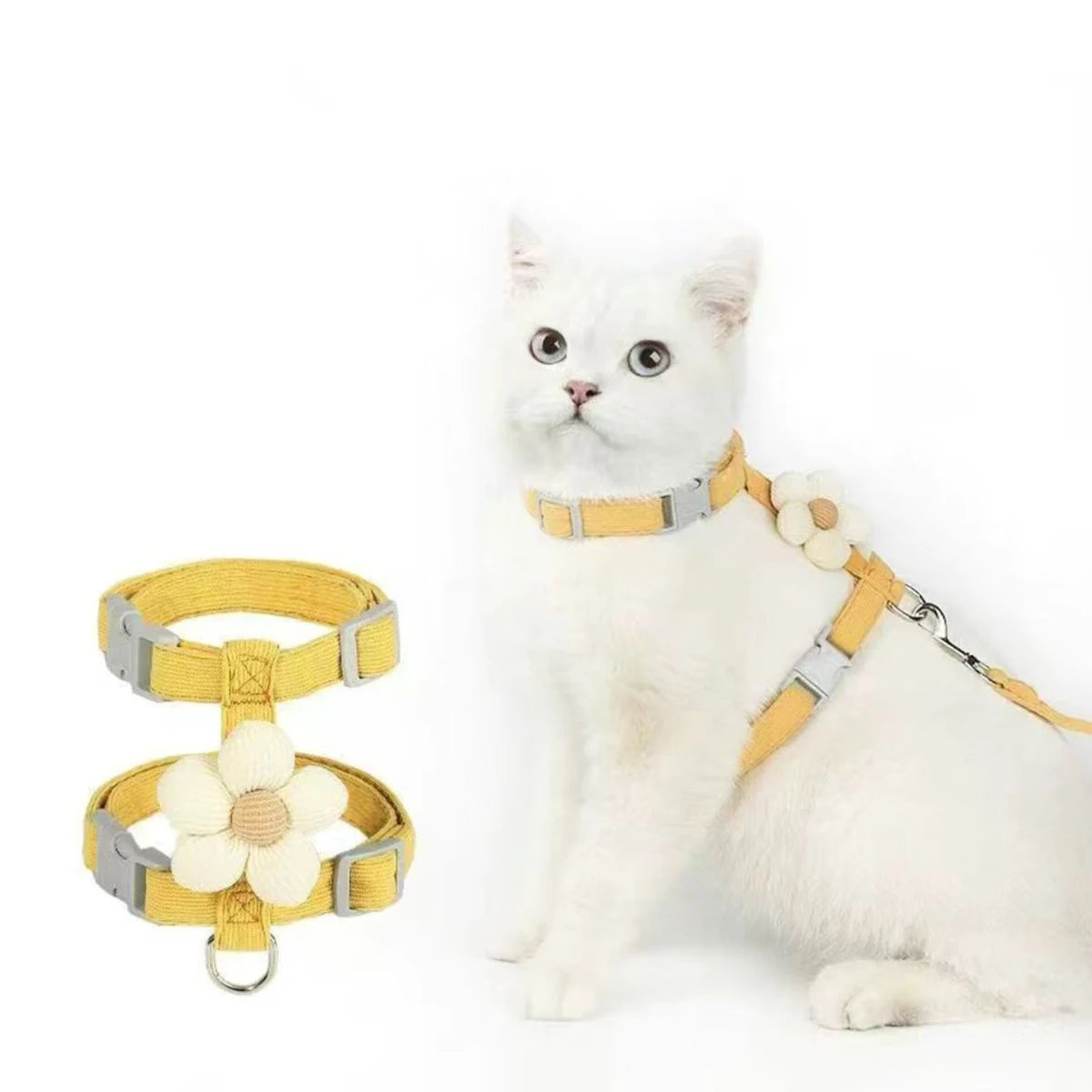 PawBreeze Adjustable Escape-Proof Harness & Leash Set – Breathable Comfort for Cats and Small Dogs