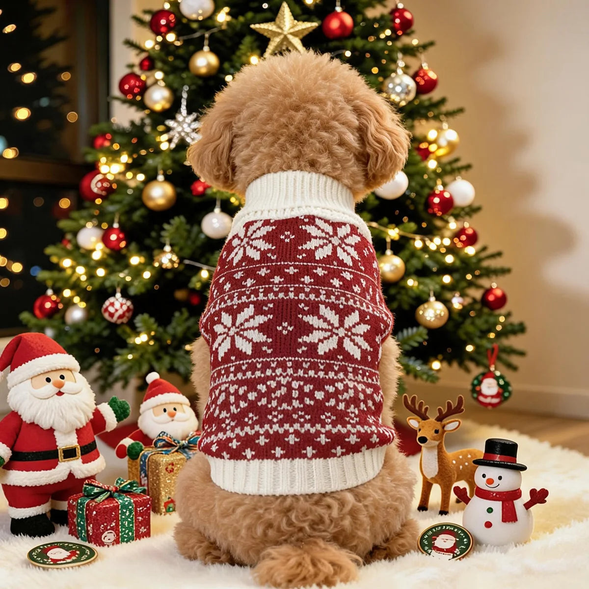 HolidaySnuggle Knitted Christmas Pet Sweater – Cozy Festive Tank Top for Dogs & Puppies