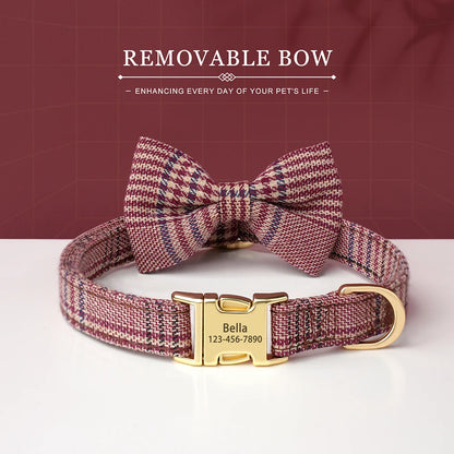 BowtieCharm Personalized Dog & Cat Collar – Custom Engraved Nameplate for Small and Toy Breeds