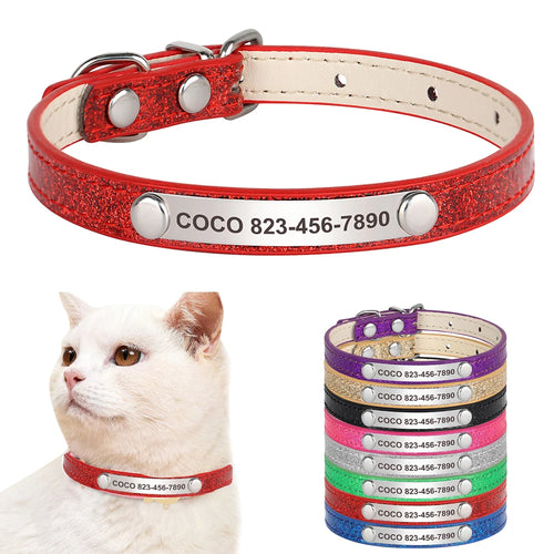 Custom Cat Collar Bling Leather