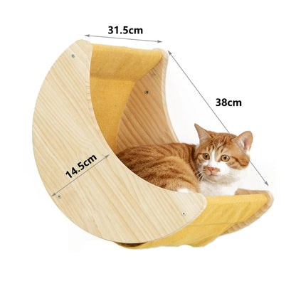 WhiskerWonder Wall-Mounted Cat Playground - Wooden Climbing Shelves & Sisal Scratcher