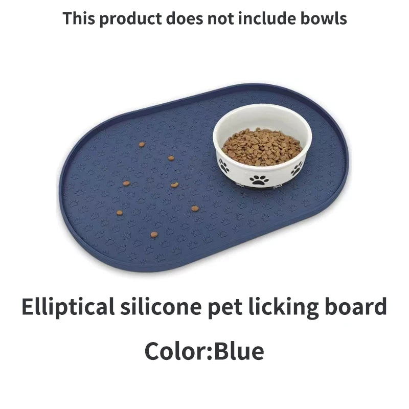 ColorSplash Silicone Pet Feeding Mats - Easy-Clean Oval Design