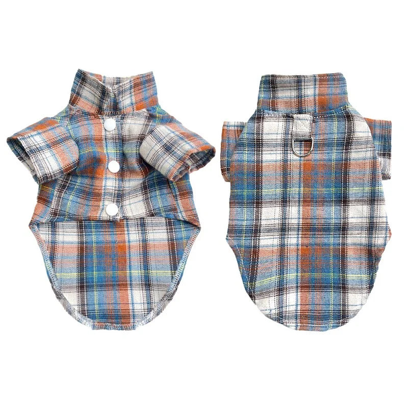 TimberPlaid Classical Breathable Pet Shirt – Lightweight Autumn Button-Up Coat for Cats and Small to Large Dogs