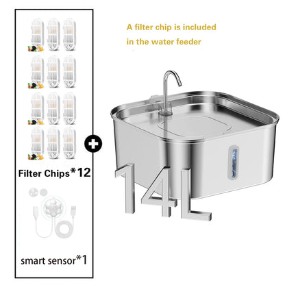 AquaFlow Stainless Steel Pet Water Fountain – Silent Hydration for Cats & Dogs