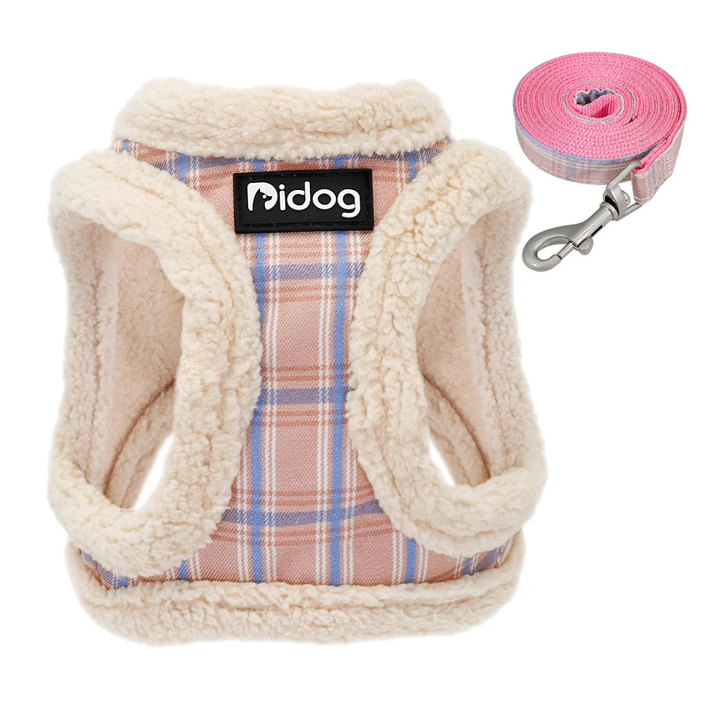 Snug & Stylish: Winter Warm Harness Leash Set for Small & Medium Pets