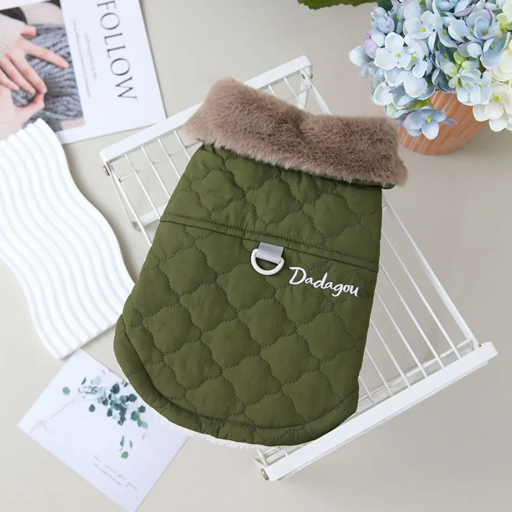 Waterproof Fur Collar Dog Jacket with Warm Fleece Lining