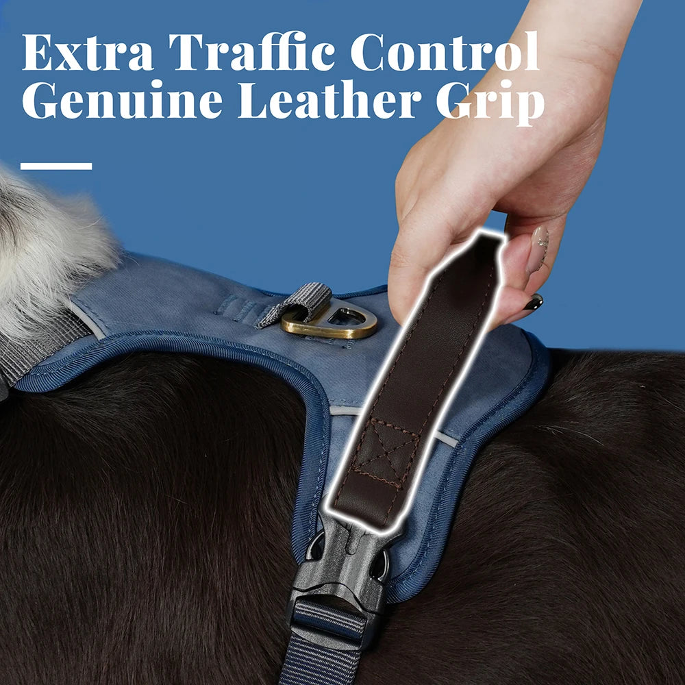 Retro Charm Leather Dog Harness - Durable & Breathable Control Vest for All Dogs