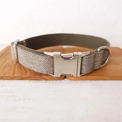 Personalized Plaid Dog Collar & Leash Set with Engraved ID Tag - Style Meets Safety