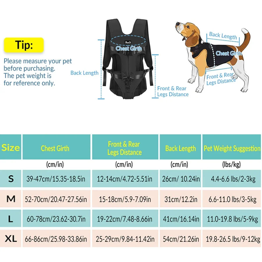AeroTravel Hands-Free Front Pet Carrier Backpack – Premium Breathable Nylon Travel Vest for Cats and Small to Medium Dogs