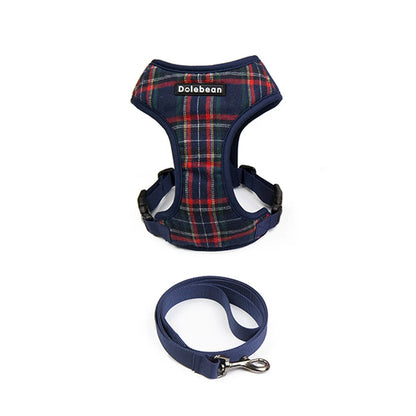 Classic Plaid Pet Harness & Leash Set for Small Dogs