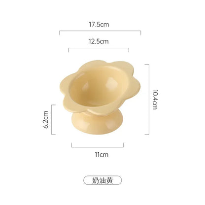 Flower Ceramic Elevated Pet Bowl – Ergonomic Raised Food & Water Dish