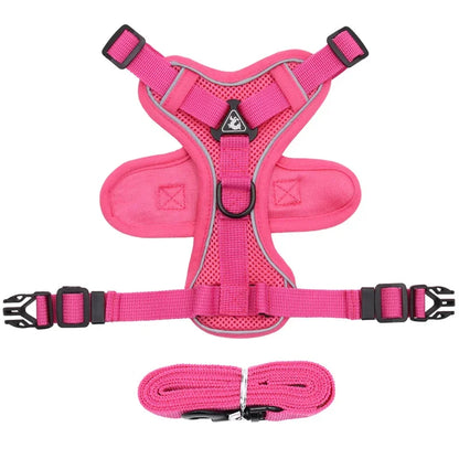 StrutStyle Fashion Reflective Mesh Harness & Leash Set – Premium Padded Outdoor Comfort for Cats and Small Dogs