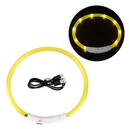 NightGlow USB Rechargeable LED Safety Collar – High-Visibility Cut-to-Fit Loss Prevention Collar
