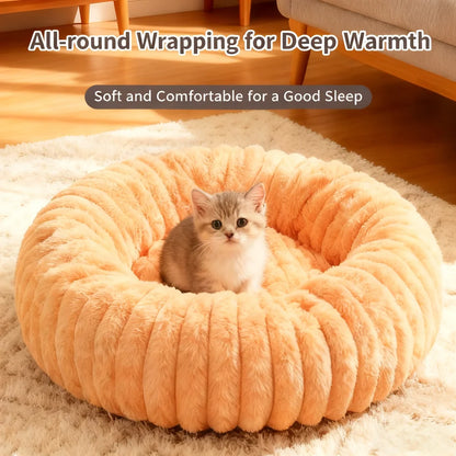 SnuggleNest Striped Pet Bed – Luxurious Comfort for Cats & Small Dogs