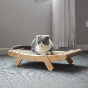 Wooden Cat Scratcher Scraper Detachable Lounge Bed 3 In 1