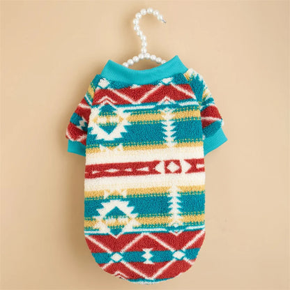 HeritageWarm Retro Ethnic Pet Hoodie – Cozy Autumn/Winter Knit Sweater for Small Dogs and Cats