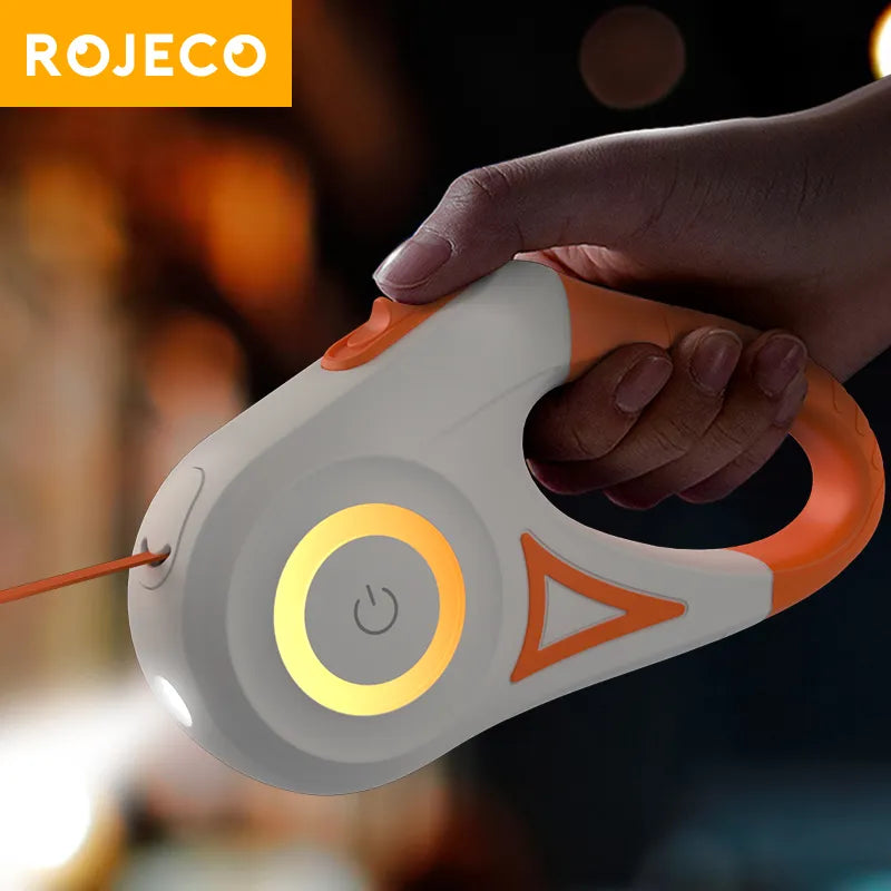 ROJECO 5M Automatic Retractable Dog Leash LED