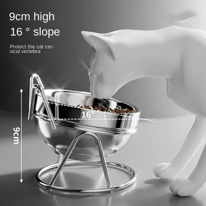 Elevated Stainless Steel Cat Bowl with Stand – Ergonomic, Spill-Proof Design