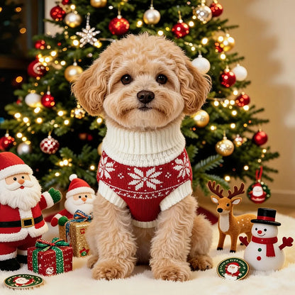 HolidaySnuggle Knitted Christmas Pet Sweater – Cozy Festive Tank Top for Dogs & Puppies