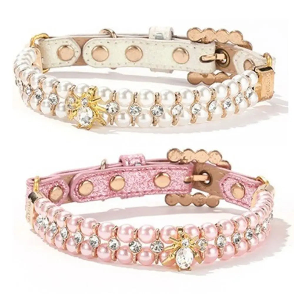LuxePearl Sparkling Crystal & Pearl Collar – Glamorous Elegance for Small Dogs & Cats
