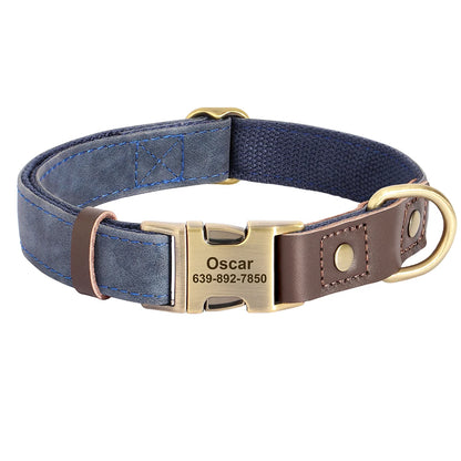 Personalized Leather Dog Collar - Custom Engraved ID with Durable Buckle