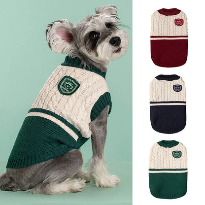 Cozy Classics: Festive Cotton Sweater for Small & Medium Pets