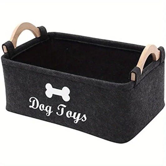 Cozy Felt Pet Toy Storage Basket – Stylish Organizer for Your Pet's Toys