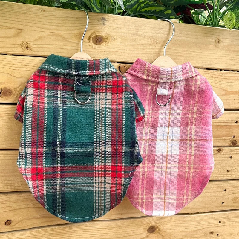 TimberPlaid Classical Breathable Pet Shirt – Lightweight Autumn Button-Up Coat for Cats and Small to Large Dogs