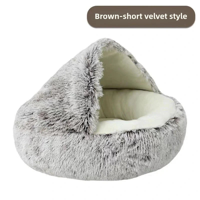Cozy Cuddle Plush Nest: 2-in-1 Cat & Puppy Bed for Ultimate Warmth