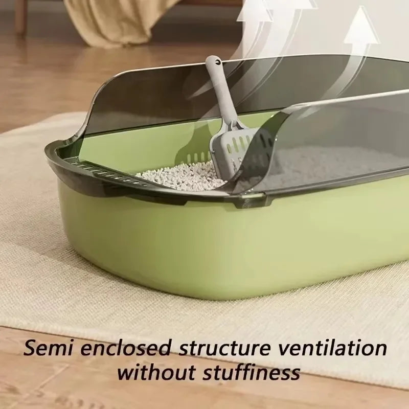 SplashGuard Semi-Enclosed Cat Litter Box with Integrated Scoop