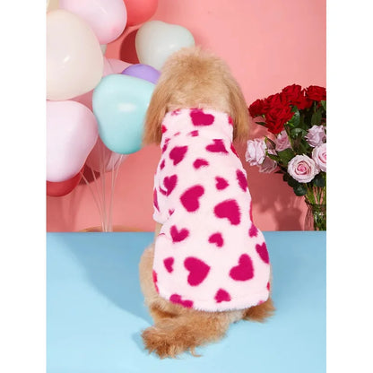 Heartfelt Hugs Plush Dog Hoodie – Cozy Winter Holiday Jacket
