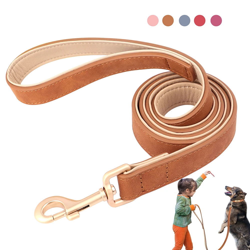 Ultimate Comfort PU Leather Dog Leash - Soft Padded Handle for All Breeds