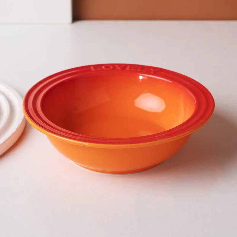 French Flair Gradient Ceramic Pet Plate – Colorful Pre-Dinner Dining Bowl for Dogs and Cats