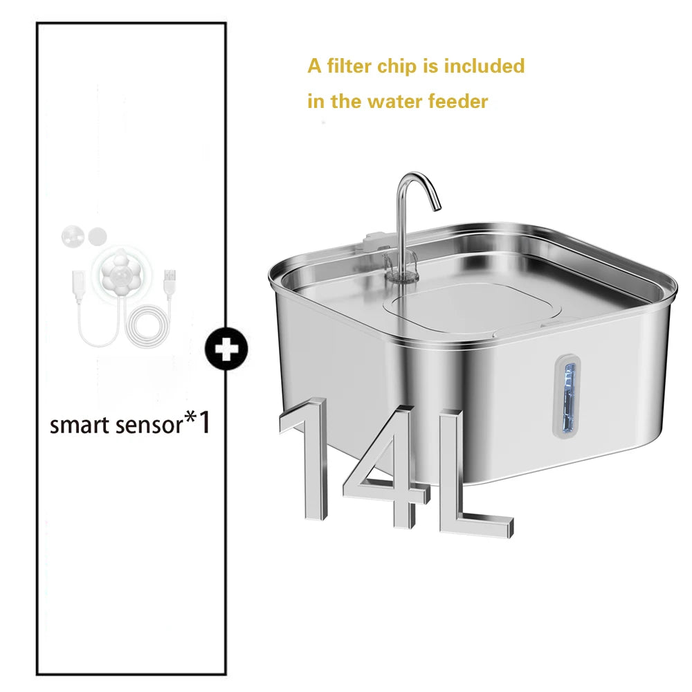 AquaFlow Stainless Steel Pet Water Fountain – Silent Hydration for Cats & Dogs