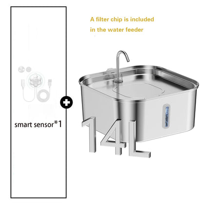 AquaFlow Stainless Steel Pet Water Fountain – Silent Hydration for Cats & Dogs