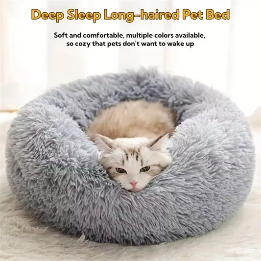 Dreamy Donut Plush Pet Bed - Ultimate Comfort for Cats & Small Dogs - Barking Meows