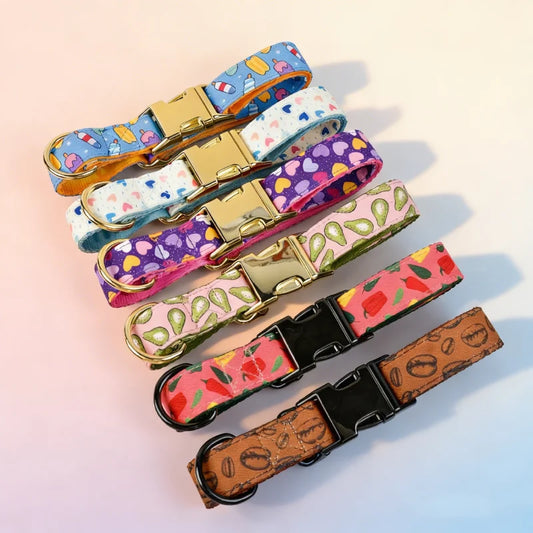 LoveFest Adjustable Pet Collar – Double-Sided Print with Charming Pendant