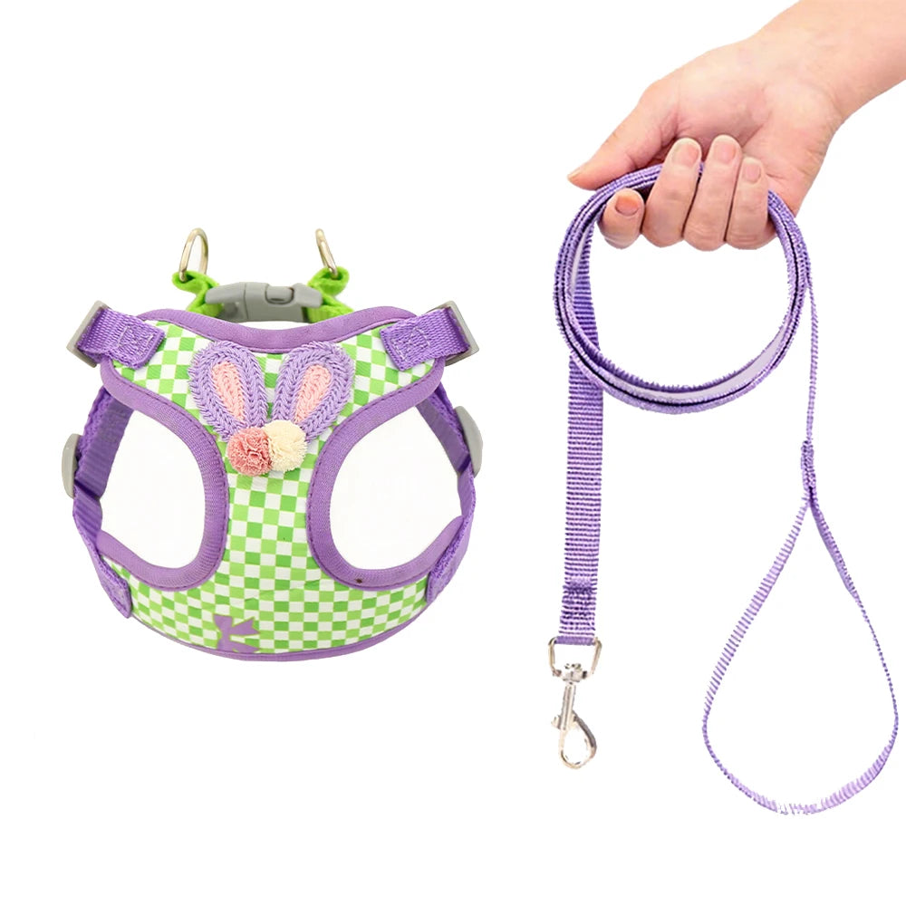 PlaidPaws Adjustable Vest Harness Set – Fashionable Anti-Slip Chest Strap & Leash