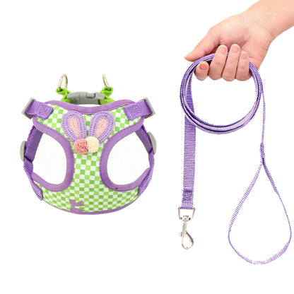 PlaidPaws Adjustable Vest Harness Set – Fashionable Anti-Slip Chest Strap & Leash