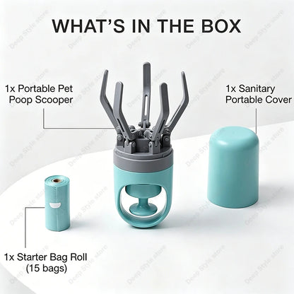 PawScoop Portable Six-Claw Waste Grabber – Handheld Fecal Dispenser with Built-In Garbage Bag